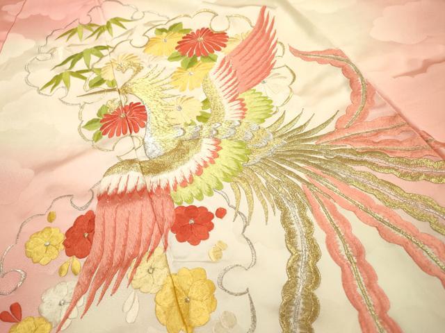 平和屋本店■極上　訪問着　総刺繍　鳳凰双鳥花文　金銀糸　逸品　DZAB0867kh5 平和屋着物□豪華振袖 総刺繍 雪輪鳳凰花文 暈し染 金