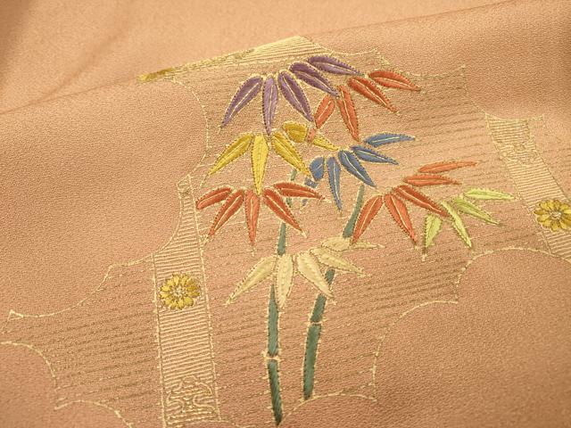 平和屋着物▼訪問着　刺繍　草花　金彩　正絹　逸品　DABD5440fe