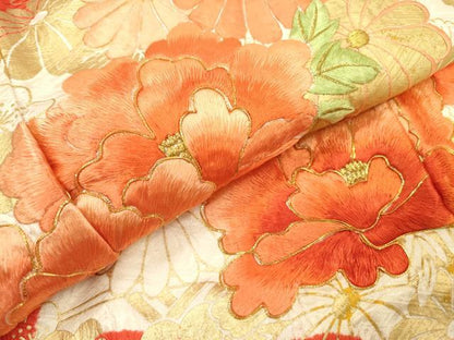 平和屋着物▼豪華振袖 駒刺繍 絞り 籬草花文 金彩 やまと誂製 正絹 逸品 DABD5443fe