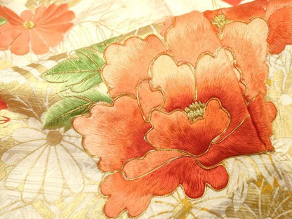 平和屋着物▼豪華振袖 駒刺繍 絞り 籬草花文 金彩 やまと誂製 正絹 逸品 DABD5443fe