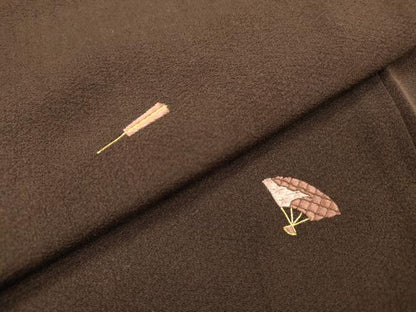 平和屋着物▼訪問着 総刺繍 扇文 正絹 逸品 DABD5446fe