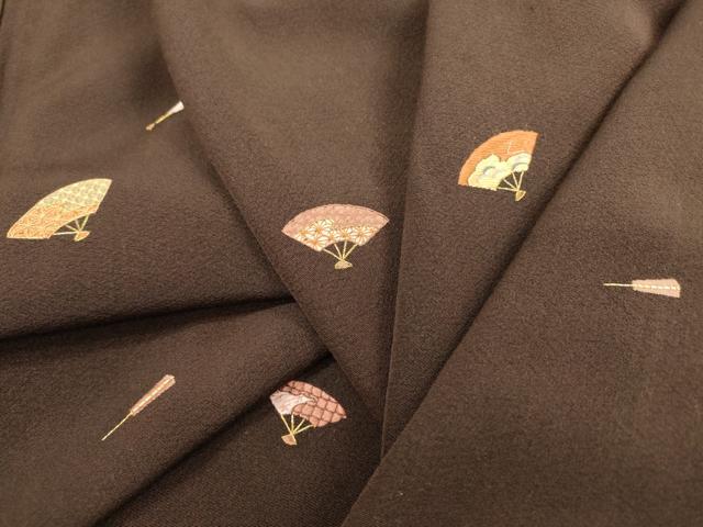 平和屋着物▼訪問着 総刺繍 扇文 正絹 逸品 DABD5446fe