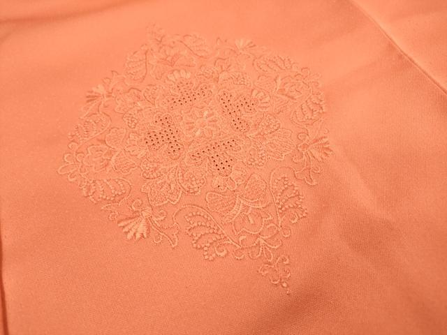 平和屋着物▼中国三大刺繍　スワトウ刺繍　汕頭刺繍　総刺繍　無地絵羽訪問着　花唐草文　肉桂色　正絹　逸品　DABD5453fe