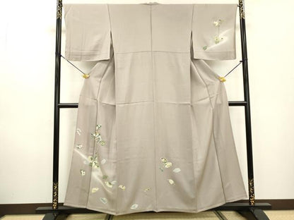 平和屋着物▽訪問着　単衣　駒刺繍　宝尽くし舞葉文　暈し染　金彩　正絹　逸品　DABD5458fe