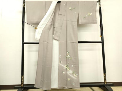 平和屋着物▽訪問着　単衣　駒刺繍　宝尽くし舞葉文　暈し染　金彩　正絹　逸品　DABD5458fe