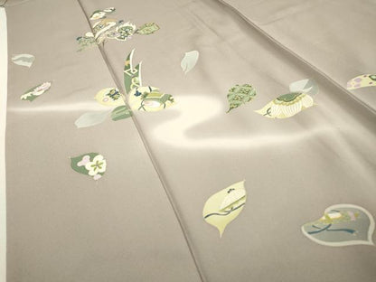 平和屋着物▽訪問着　単衣　駒刺繍　宝尽くし舞葉文　暈し染　金彩　正絹　逸品　DABD5458fe