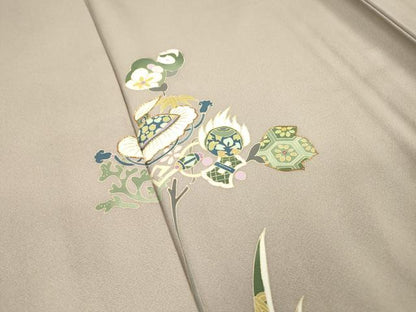 平和屋着物▽訪問着　単衣　駒刺繍　宝尽くし舞葉文　暈し染　金彩　正絹　逸品　DABD5458fe