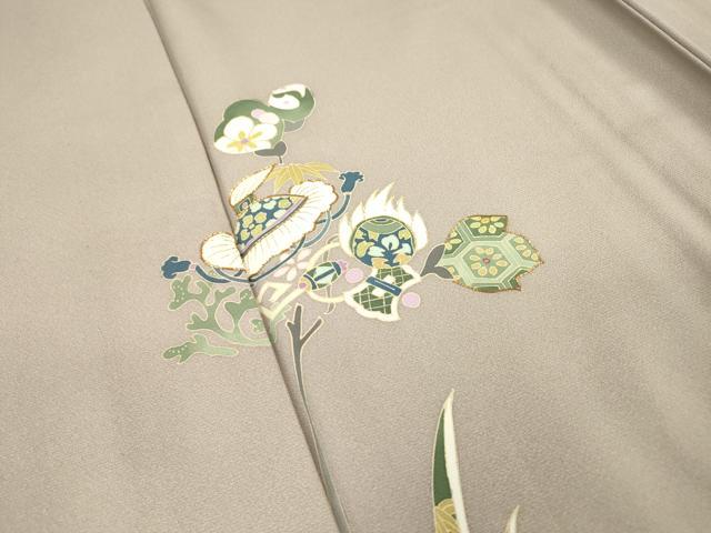 平和屋着物▽訪問着　単衣　駒刺繍　宝尽くし舞葉文　暈し染　金彩　正絹　逸品　DABD5458fe