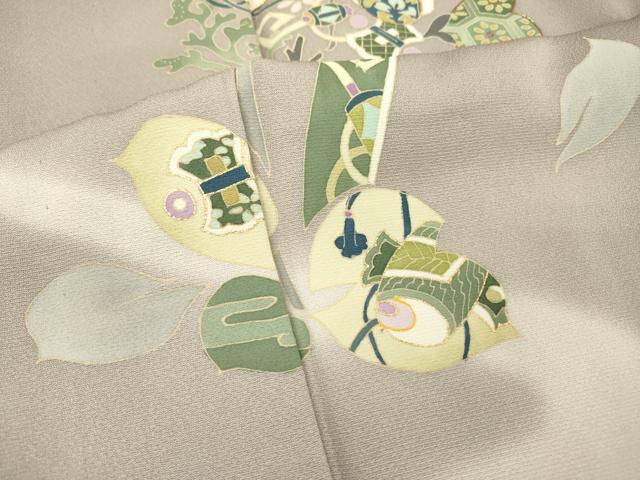 平和屋着物▽訪問着　単衣　駒刺繍　宝尽くし舞葉文　暈し染　金彩　正絹　逸品　DABD5458fe
