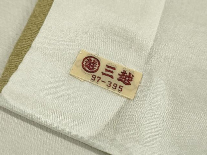 平和屋着物▽上質な色無地　単衣　紋意匠　苗色　三越扱い　正絹　逸品　未使用　DABD5460fe