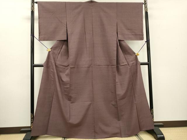 平和屋着物▽本場結城紬 重要無形文化財 単衣 竜胆色 正絹 逸品 DABD5461fe