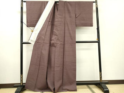 平和屋着物▽本場結城紬 重要無形文化財 単衣 竜胆色 正絹 逸品 DABD5461fe
