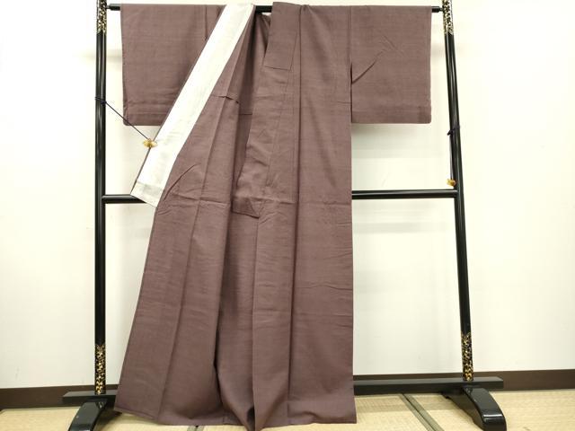 平和屋着物▽本場結城紬 重要無形文化財 単衣 竜胆色 正絹 逸品 DABD5461fe