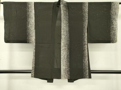 平和屋着物▽羽織 スリーシーズン 春夏秋 塵除け 縦絽 間道 黒地 正絹 逸品 DABD5462fe