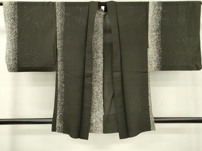 平和屋着物▽羽織 スリーシーズン 春夏秋 塵除け 縦絽 間道 黒地 正絹 逸品 DABD5462fe