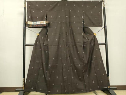 平和屋着物▽本場大島紬 単衣 9マルキ 総絣 古代染色純泥染 菱文 前田紬工芸謹製 やまと誂製 証紙付き 正絹 逸品 未使用 DABD5468fe