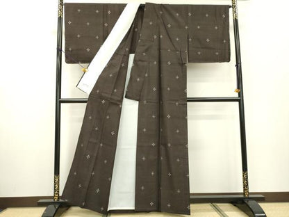 平和屋着物▽本場大島紬 単衣 9マルキ 総絣 古代染色純泥染 菱文 前田紬工芸謹製 やまと誂製 証紙付き 正絹 逸品 未使用 DABD5468fe