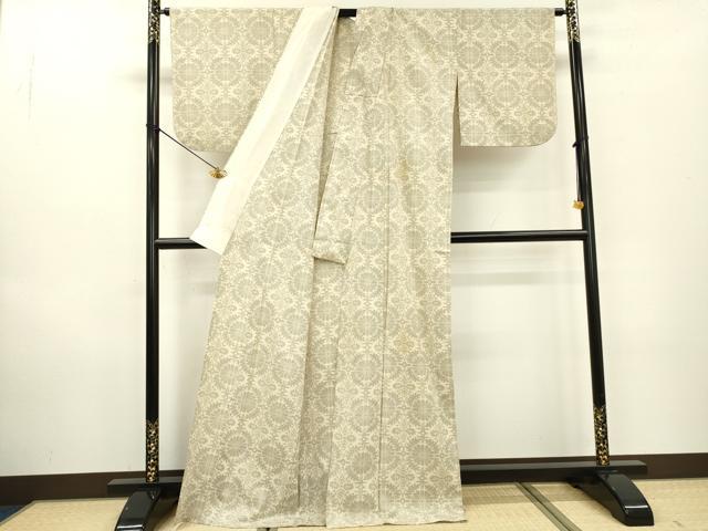 平和屋着物▽本塩沢　単衣　花丸文　正絹　逸品　DABD5483fe