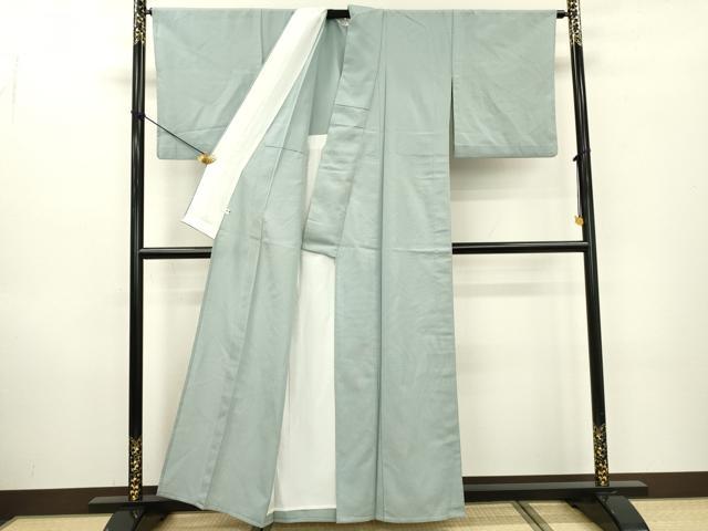 平和屋着物▽上質な色無地　単衣　秘色色　正絹　逸品　DABD5487fe