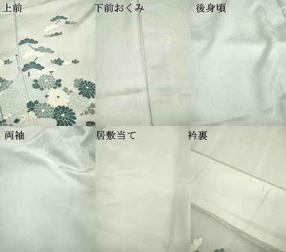 平和屋着物▽訪問着　単衣　流水花松文　金彩　正絹　逸品　DABD5491fe