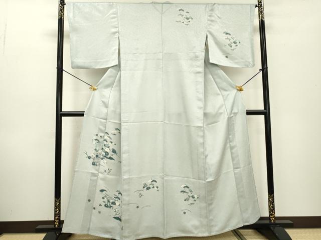平和屋着物▽訪問着　単衣　流水花松文　金彩　正絹　逸品　DABD5491fe