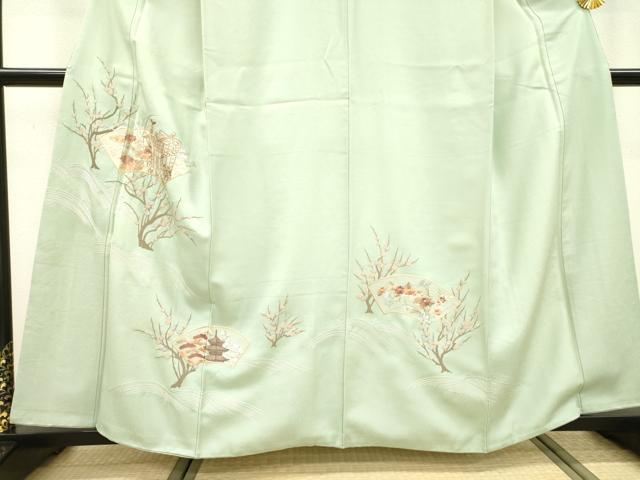 平和屋着物▼中国三大刺繍　相良刺繍　総刺繍　訪問着　重ね草木　御所車地紙花文　正絹　逸品　DABD5501fe