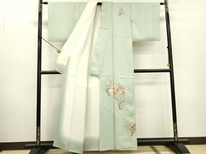 平和屋着物▼中国三大刺繍　相良刺繍　総刺繍　訪問着　重ね草木　御所車地紙花文　正絹　逸品　DABD5501fe