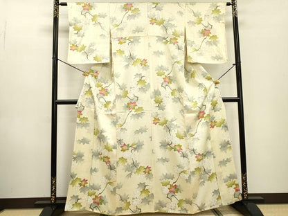 平和屋着物▼上質な小紋　枝楓　正絹　逸品　DABD5503fe