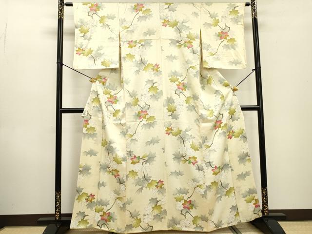 平和屋着物▼上質な小紋　枝楓　正絹　逸品　DABD5503fe
