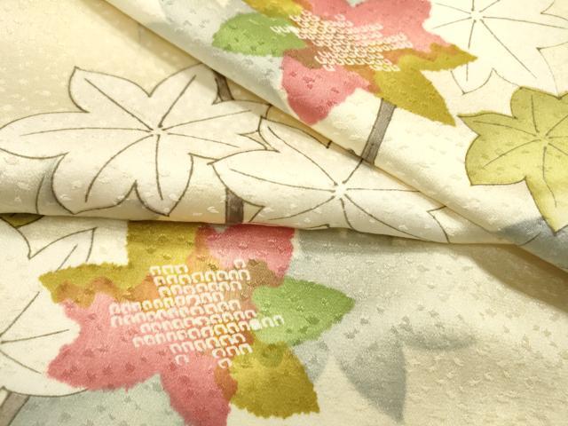 平和屋着物▼上質な小紋　枝楓　正絹　逸品　DABD5503fe