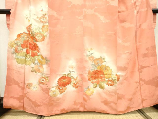 平和屋着物▼豪華振袖　駒刺繍　総刺繍　花籠文　暈し染　金銀糸　正絹　逸品　DABD5515fe