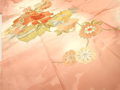 平和屋着物▼豪華振袖　駒刺繍　総刺繍　花籠文　暈し染　金銀糸　正絹　逸品　DABD5515fe