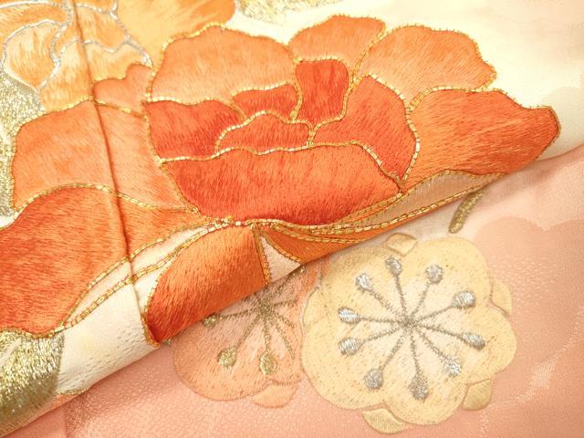 平和屋着物▼豪華振袖　駒刺繍　総刺繍　花籠文　暈し染　金銀糸　正絹　逸品　DABD5515fe