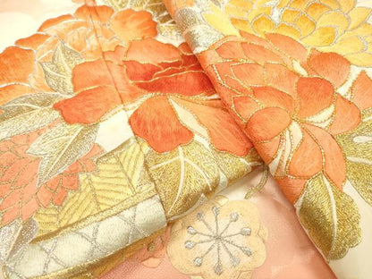 平和屋着物▼豪華振袖　駒刺繍　総刺繍　花籠文　暈し染　金銀糸　正絹　逸品　DABD5515fe