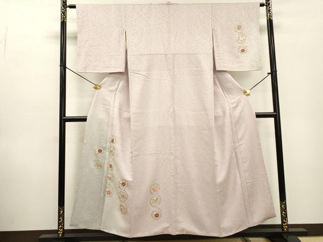 平和屋着物▼訪問着　竹屋町刺繍　花唐草丸文　暈し染　金彩　正絹　逸品　DABD5517fe