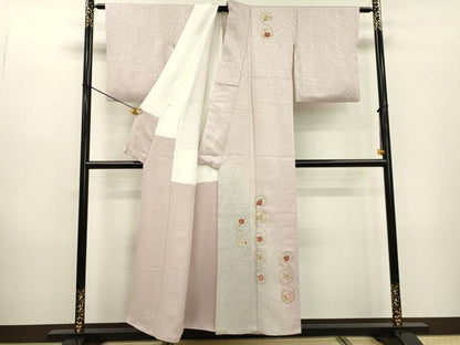 平和屋着物▼訪問着　竹屋町刺繍　花唐草丸文　暈し染　金彩　正絹　逸品　DABD5517fe