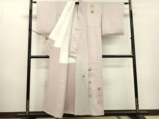 平和屋着物▼訪問着　竹屋町刺繍　花唐草丸文　暈し染　金彩　正絹　逸品　DABD5517fe