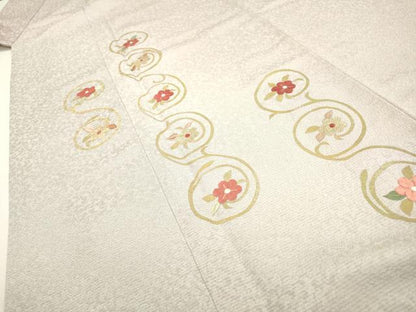 平和屋着物▼訪問着　竹屋町刺繍　花唐草丸文　暈し染　金彩　正絹　逸品　DABD5517fe