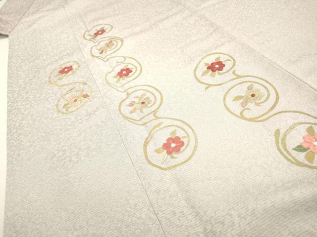 平和屋着物▼訪問着　竹屋町刺繍　花唐草丸文　暈し染　金彩　正絹　逸品　DABD5517fe
