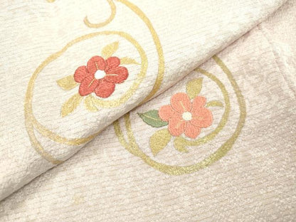 平和屋着物▼訪問着　竹屋町刺繍　花唐草丸文　暈し染　金彩　正絹　逸品　DABD5517fe