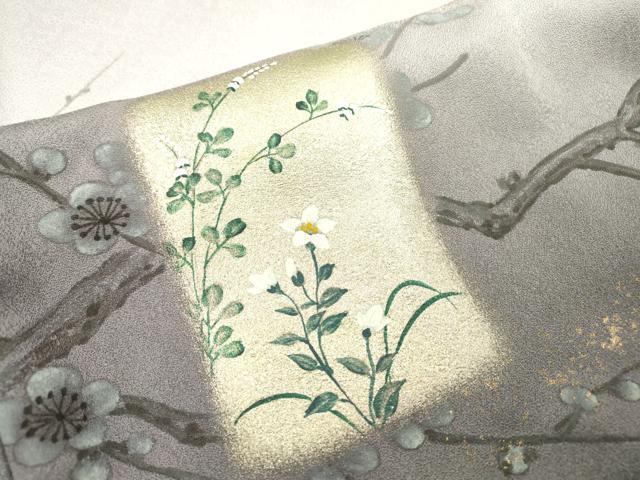 平和屋着物▼訪問着　駒刺繍　手描き　枝花色紙風景松文　暈し染　金銀彩　正絹　逸品　DABD5524fe