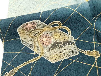 平和屋着物▼中国三大刺繍　スワトウ刺繍　汕頭刺繍　総刺繍　訪問着　貝桶花文　暈し染　金彩　正絹　逸品　DABD5541fe