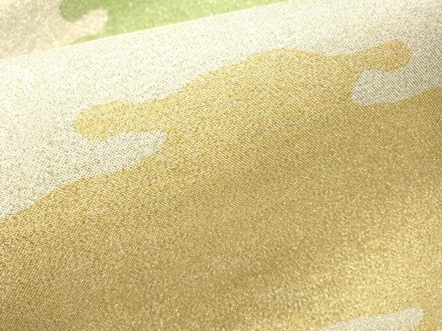 平和屋着物▼西陣　あずみの織物謹製　六通柄袋帯　霞文　ワンポイント　荒磯　金銀糸　正絹　逸品　DABD5547fe