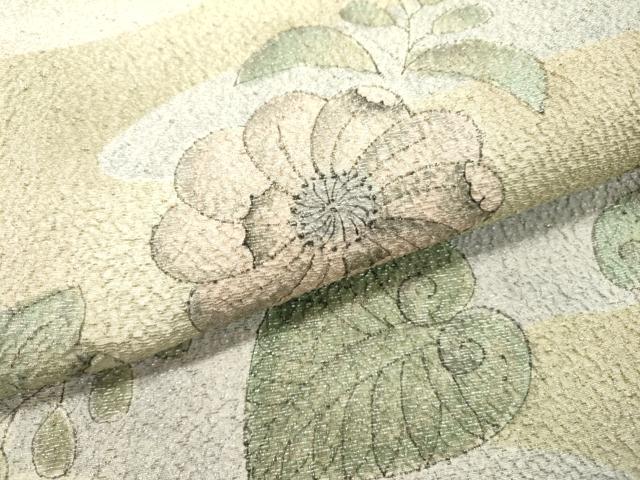 平和屋着物▼六通柄袋帯　綾きぬ　辻が花　銀通し地　正絹　逸品　DABD5550fe