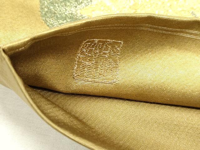 平和屋着物▼京の名門　じゅらく謹製　六通柄袋帯　陶器花文　金彩　引箔　正絹　逸品　DABD5586fe