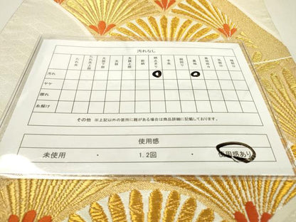 平和屋着物◎六通柄袋帯　唐織　松葉　金糸　正絹　逸品　DABD5605fe
