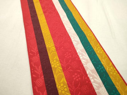 平和屋着物◎本場筑前博多織　半幅帯　間道　正絹　逸品　DABD5628fe
