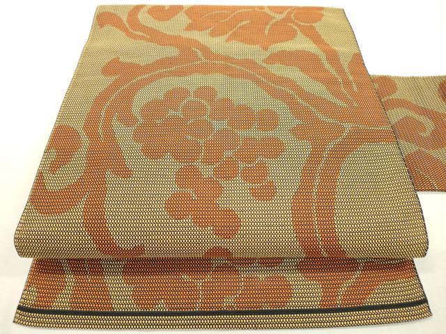 平和屋着物◎八寸名古屋帯　葡萄唐草文　正絹　逸品　DABD5630fe