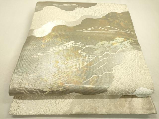 平和屋着物◎六通柄袋帯　風景文　金銀糸　正絹　逸品　DABD5636fe
