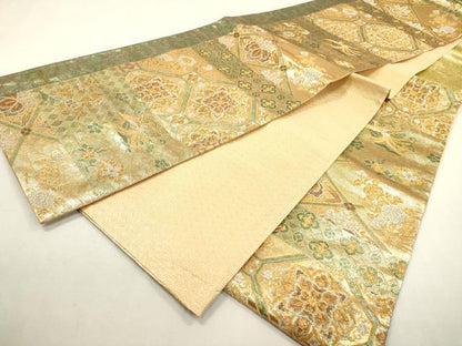 平和屋着物▼佐賀錦 六通柄袋帯 蜀江鳳凰花唐草文 金糸 正絹 逸品 DABD5654fe